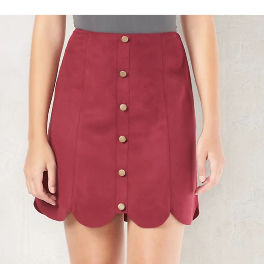 LC Lauren Conrad Burgandy Suede Mini Skirt